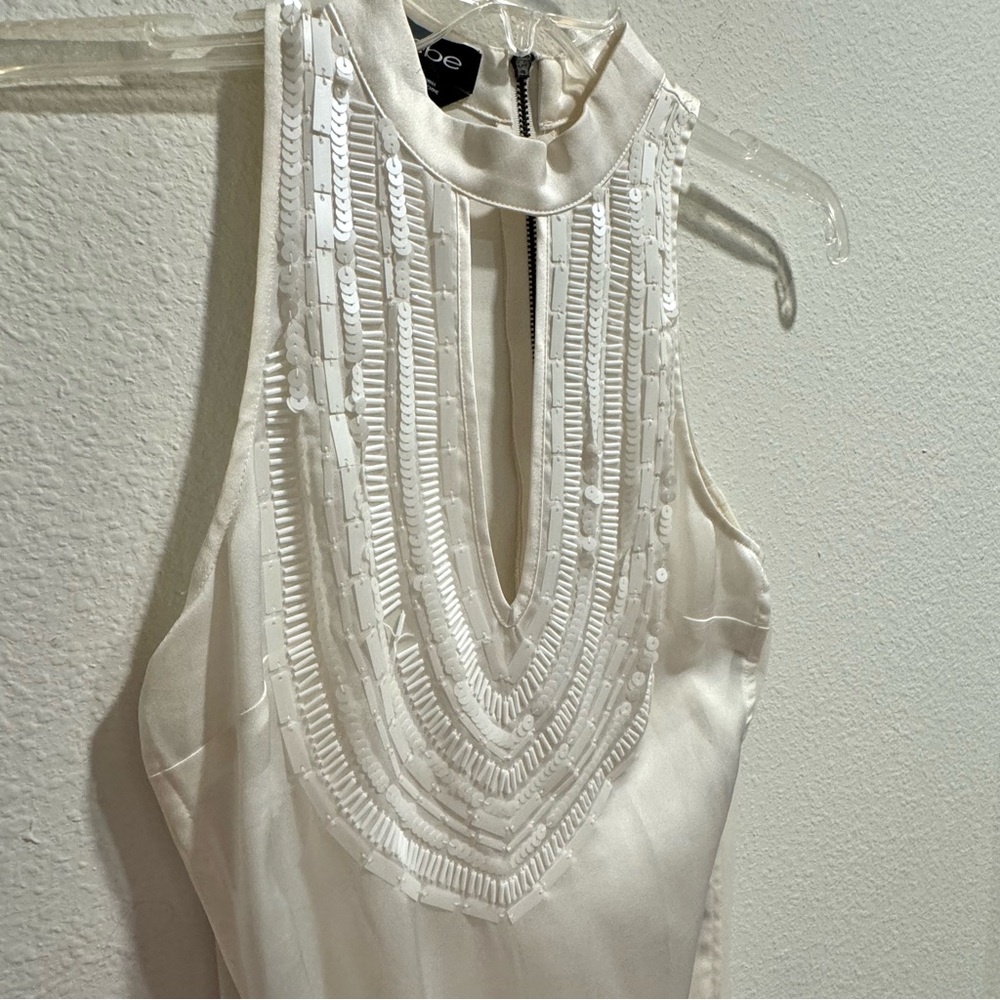 Bebe Ivory Beaded Bodysuit XXS
